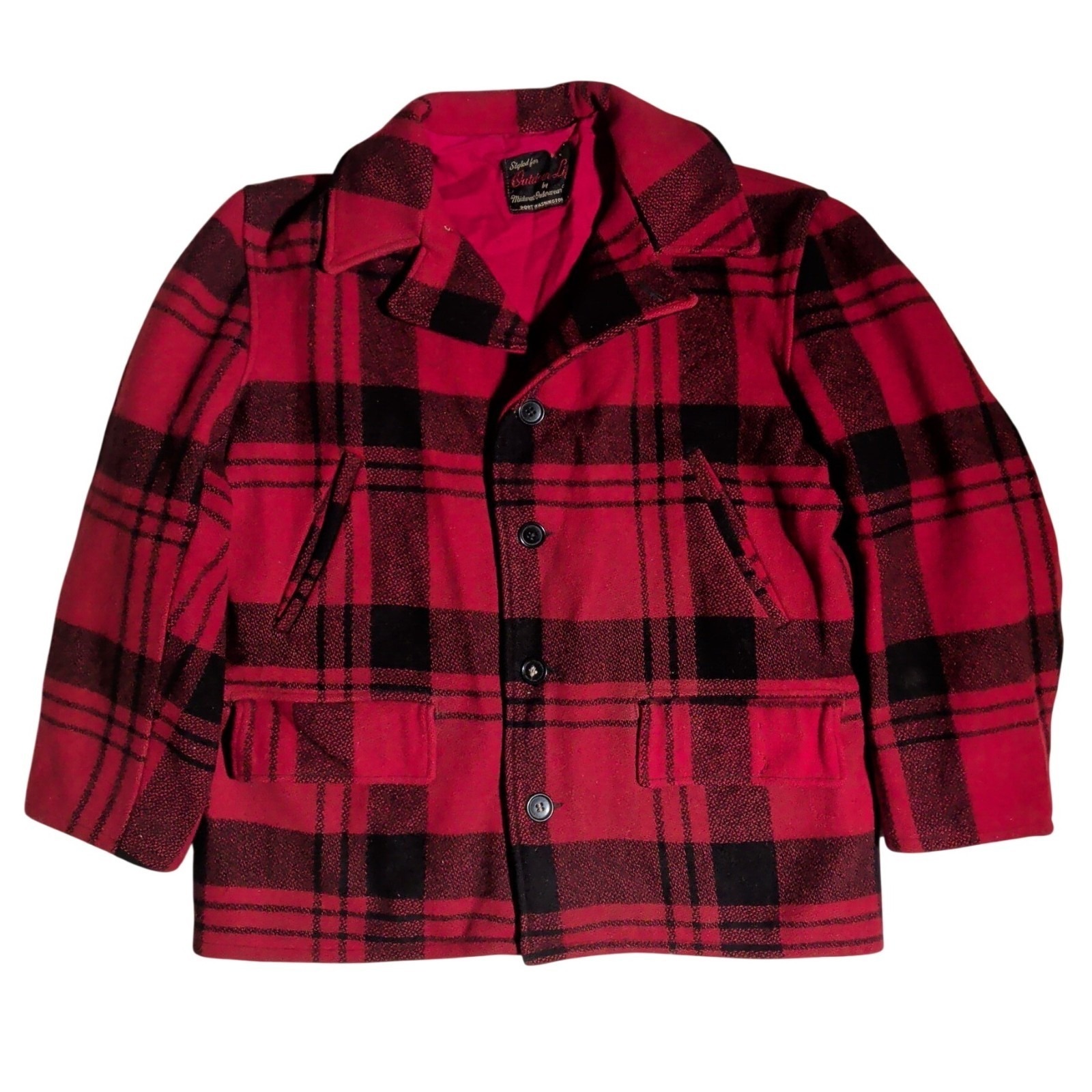 Vintage Outdoor Life Mackinaw Jacket Mens Size Xl Buffalo Plaid Wool Hunting 60s